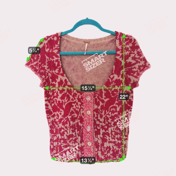 Free People Burnout Rabbit Knit Button Up Cropped Cardigan Medium Red Boho Fairy - Picture 6 of 6